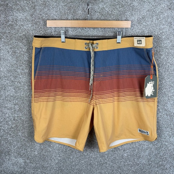 Howler Bros Bruja Boardshorts Size 40 Meridians Old Gold Stripes NEW - Picture 4 of 6